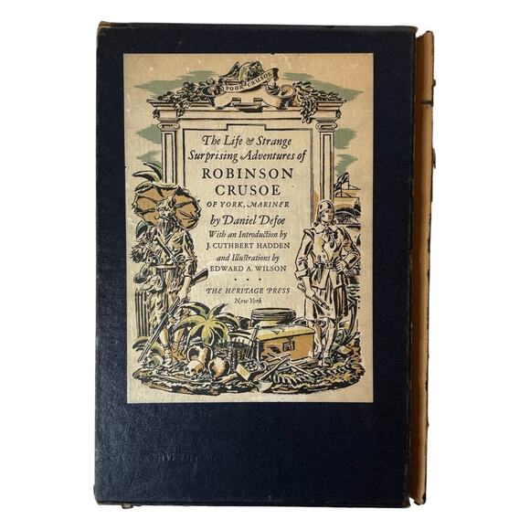 Antique 1930 "Robinson Crusoe" by Daniel Defoe Heritage Press Edition HC Book - Picture 1 of 16